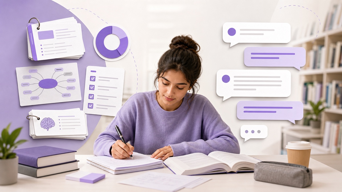 Student comparing a structured AI study tool with a general AI chatbot while preparing for an exam